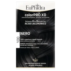 EUPHIDRA COLORPRO XD 100 NERO GEL COLORANTE CAPELLI IN FLACONE + ATTIVANTE + BALSAMO + GUANTI