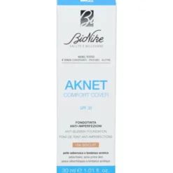 Fondotinta BioNike Aknet Comfort Cover 104, biscotto SPF30