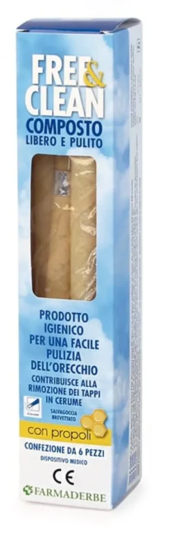 FREE&CLEAN COMPOSTO LIBERO E PULITO 6 CONI PULIZIA ORECCHIO