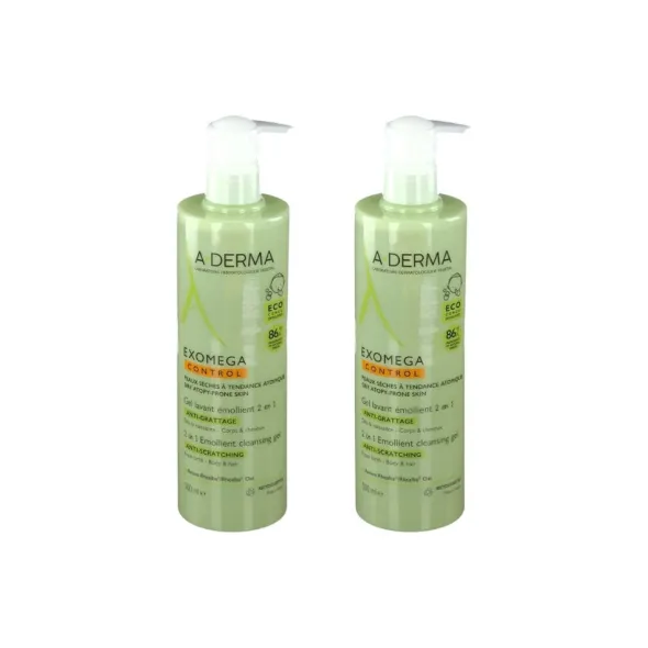 Gel detergente 2 in 1 A-DERMA PACK x2