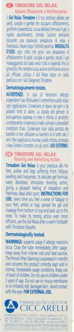 Gel rinfrescante Ciccarelli Relax per gambe e piedi, 50ml