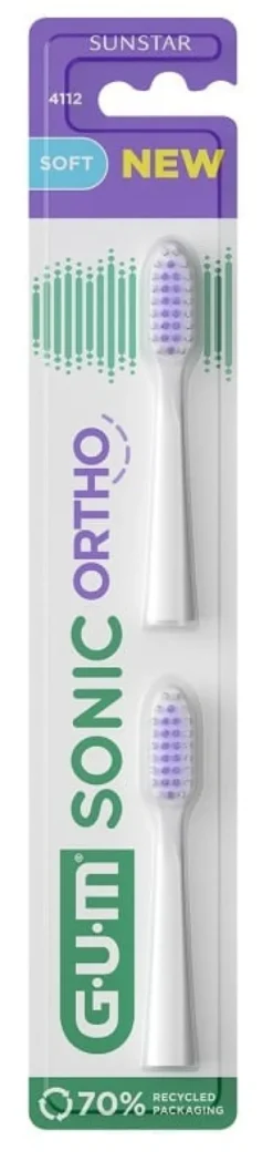 GUM SONIC ORTHO BATTERY TOOTHBRUSH REFILL 2 TESTINE