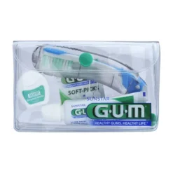 GUM TRAVEL KIT VIAGGIO 1 SPAZZOLINO PIEGHEVOLE GUM TRAVEL + 1 DENTIFRICIO VIAGGIO 12 ML + 1 ROCCHETTO FILO INTERDENTALE 10MT + 2 SCOVOLINI GOMMA GUM SOFT PICKS
