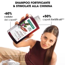 Klorane Shampoo Fortificante & Stimolante alla Chinina400ml, Anti-caduta, stimola la crescita dei capelli indeboliti