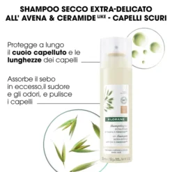 KLORANE SHAMPOO SECCO EXTRA DELICATO AVENA&CERAMIDE CAPELLI SCURI 150 ML