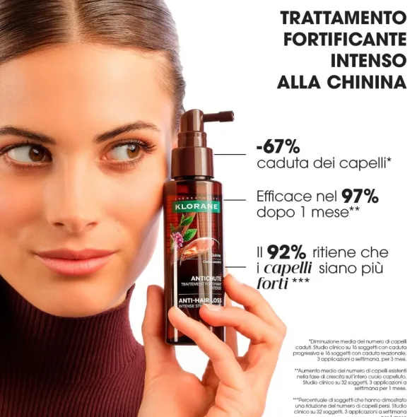 Klorane Trattamento fortificante intenso alla Chinina, Anti-caduta, Ridensificante della capigliatura, 100ml