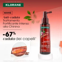 Klorane Trattamento fortificante intenso alla Chinina, Anti-caduta, Ridensificante della capigliatura, 100ml