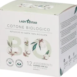 LADYSTAR ASSORBENTI ESTERNI 100% COTONE BIO GIORNO ALI 12 PEZZI