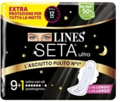 LINES SETA ULTRA ASSORBENTI EXTRA NOTTE CARRY PACK PACCO SINGOLO 9+1 PEZZI