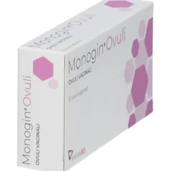 Monogin ovuli vaginali per secchezza e bruciore, 10 pezzi