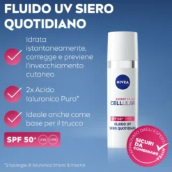 Nivea Cellular Expert Filler Fluido UV Siero Viso Quotidiano SPF 50 + 30 ml, idratante e antirughe
