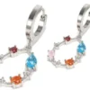 Orecchini Cerchietto Argento MJ Post con Pendente Pietre