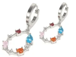 Orecchini Cerchietto Argento MJ Post con Pendente Pietre