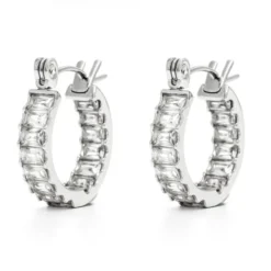 Orecchini Must Have cerchio baguette argento, acciaio