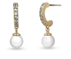 Orecchini Verame Egle color oro con zirconi e perle