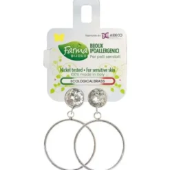 ORECCHINO CERCHIO PENDENTE CON CRISTALLO BIANCO