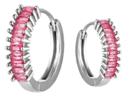 Orecchino Margutta Ottavia in acciaio con zirconi rosa