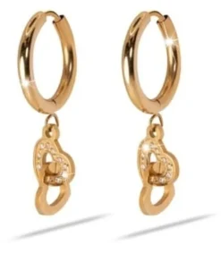 ORECCHINO MJ POST 333 CERCHIETTO ORO ROSA CON PENDENTE CUORI