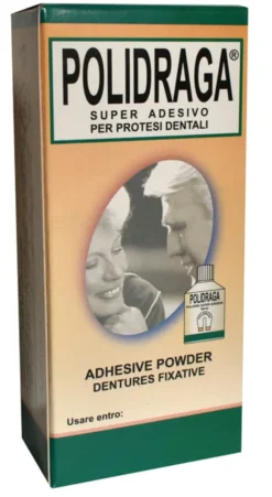 Polvere Adesiva Polidraga Grande per Dentiere, Confezione Spray