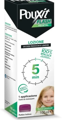 Pouxit Flash Vegetal lozione antipidocchi, flacone