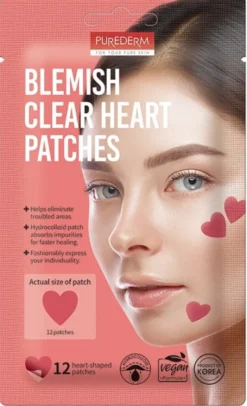 PUREDERM FOR YOUR PURE SKIN CEROTTINI A FORMA DI CUORE PER IMPERFEZIONI 12 PEZZI