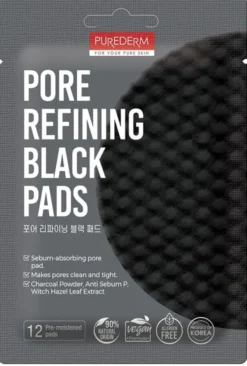 PUREDERM FOR YOUR PURE SKIN PORE REFINING DISCHETTI PURIFICANTI AL CARBONE PER LA PULIZIA DEI PORI 12 PEZZI