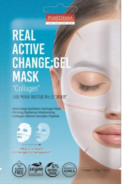 PUREDERM FOR YOUR PURE SKIN REAL ACTIVE CHANGE MASCHERA HYDROGEL AL COLLAGENE VEGANO MONOUSO 32 G