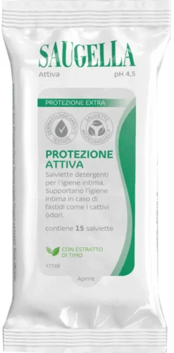 Salviettine intime Saugella Attiva, freschezza, 15 pezzi