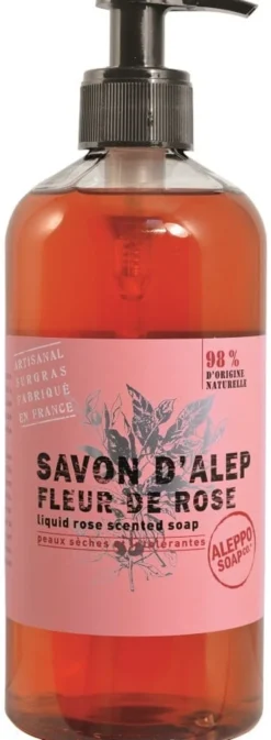Sapone di Aleppo Liquido profumo Rosa, flacone 500ml
