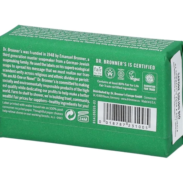 Sapone Dr. Bronner's Almond in pane con olio mandorla, 140g