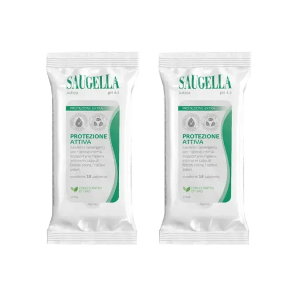 SAUGELLA ATTIVA SALVIETTINE 15 PEZZI Pack X2
