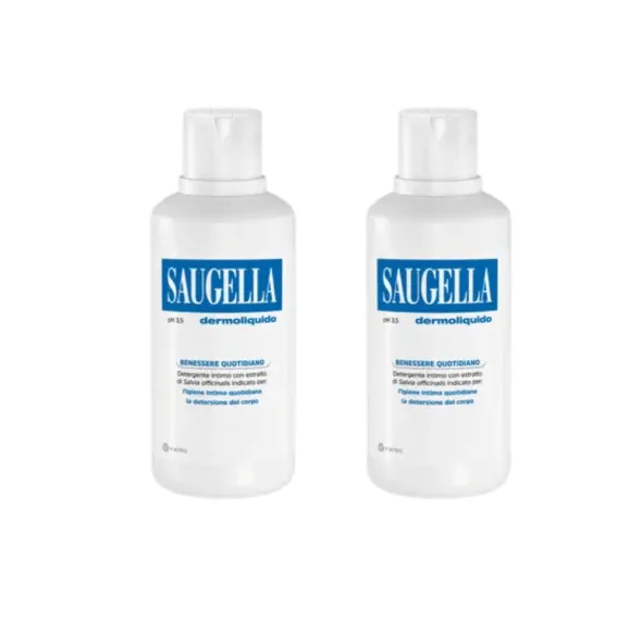 SAUGELLA DERMOLIQUIDO PH 3,5 DETERGENTE INTIMO BENESSERE QUOTIDIANO 500 ML Pack X2