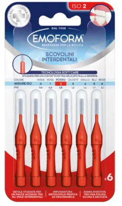 Scovolino Interdentale Emoform ISO 2 rosso, cappuccio incluso