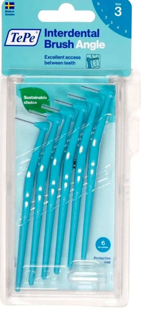 Scovolino TePe Angle Blu 0,6mm per spazi interdentali, 6 pz