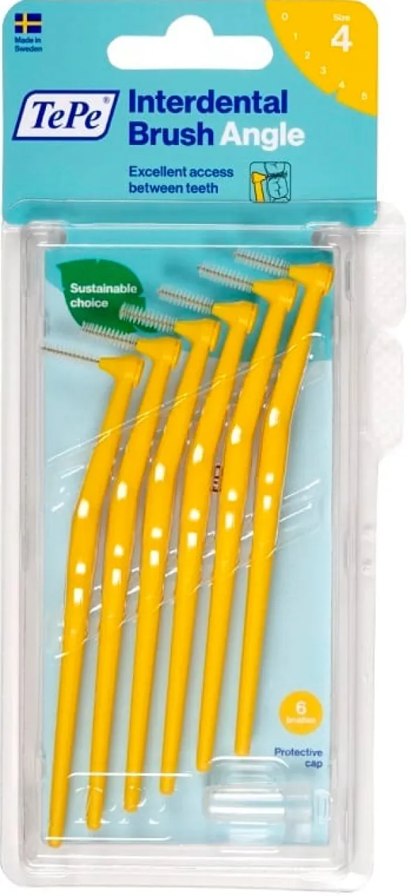 Scovolino TePe Angle Giallo 0,7mm, testina angolata 6 pezzi