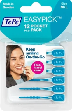 Scovolino Tepe EasyPick M/L blu per igiene orale, 12 pezzi