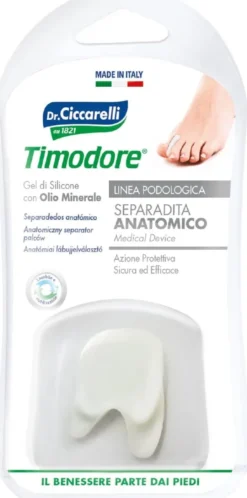 SEPARADITA ANATOMICO PER PIEDE REALIZZATO IN GEL DI SILICONE BIANCO SEMITRASPARENTE SAGOMATO IGIENEPIEDE 2 PEZZI