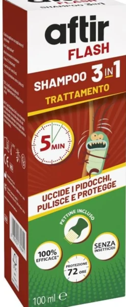 Shampoo antipidocchi Aftir Flash 3in1, protezione 72h, 100ml