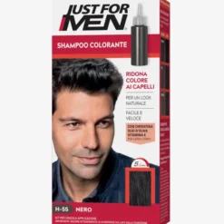 Shampoo colorante Just for Men H55 Nero, copre i bianchi