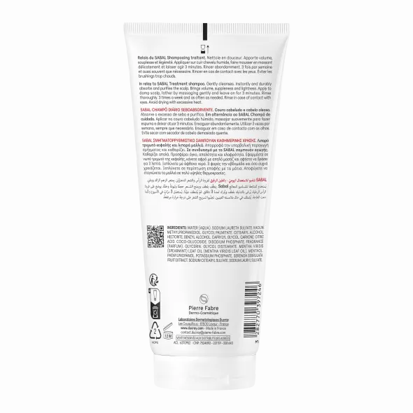 Shampoo Ducray Sabal sebo-assorbente per capelli grassi, 200ml