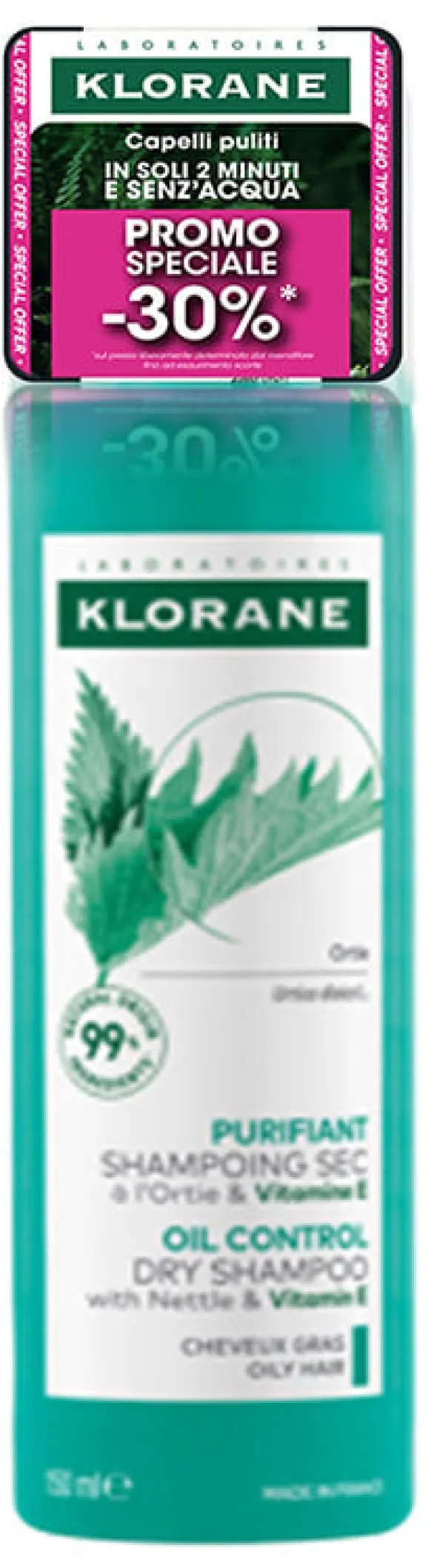 Shampoo secco Klorane all'Ortica per capelli grassi, 150ml