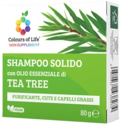 Shampoo Solido Tea Tree Colours of Life, purificante 80g