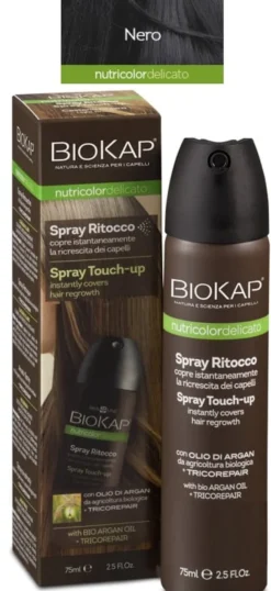 Spray Ritocco Biokap Nutricolor colore Nero, 75ml