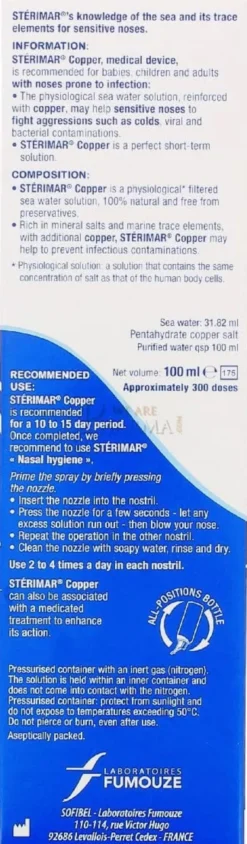 Spray Sterimar Cu per naso sensibile al raffreddore 100ml