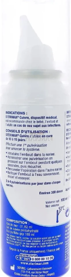 Spray Sterimar Cu per naso sensibile al raffreddore 100ml