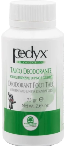 Talco deodorante Pedyx per i piedi con oli essenziali, 75g