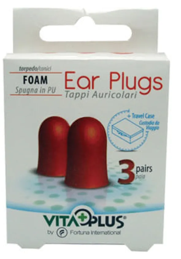 TAPPI AURICOLARI SPUGNA CONICI 3 COPPIE + CUSTODIA