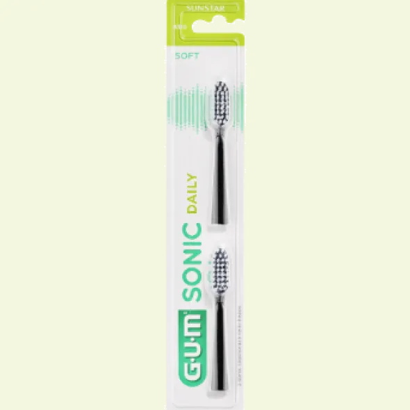 Testine di ricambio Gum Sonic Daily nere, 2 pezzi