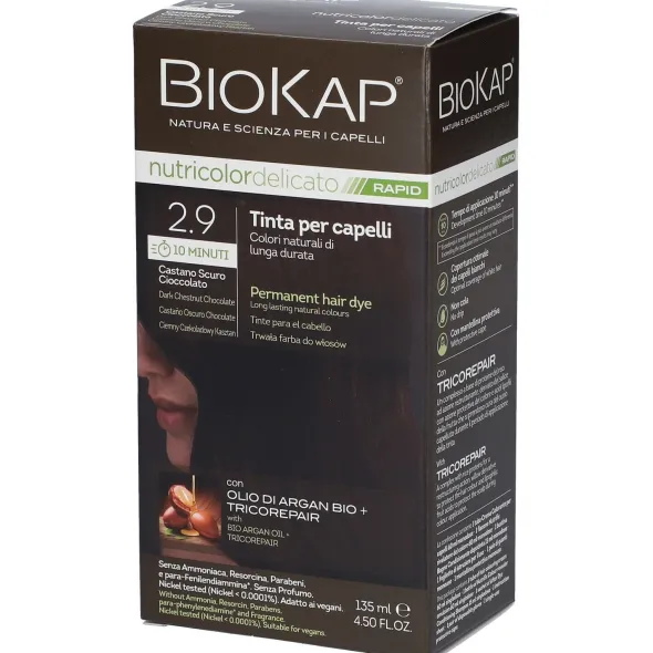 Tinta Biokap Nutricolor Delicato Rapida 2,9 Castano, 135ml