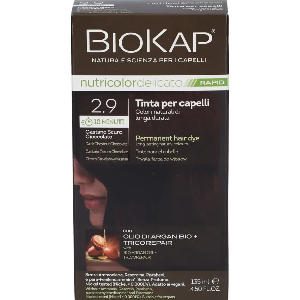 Tinta Biokap Nutricolor Delicato Rapida 2,9 Castano, 135ml